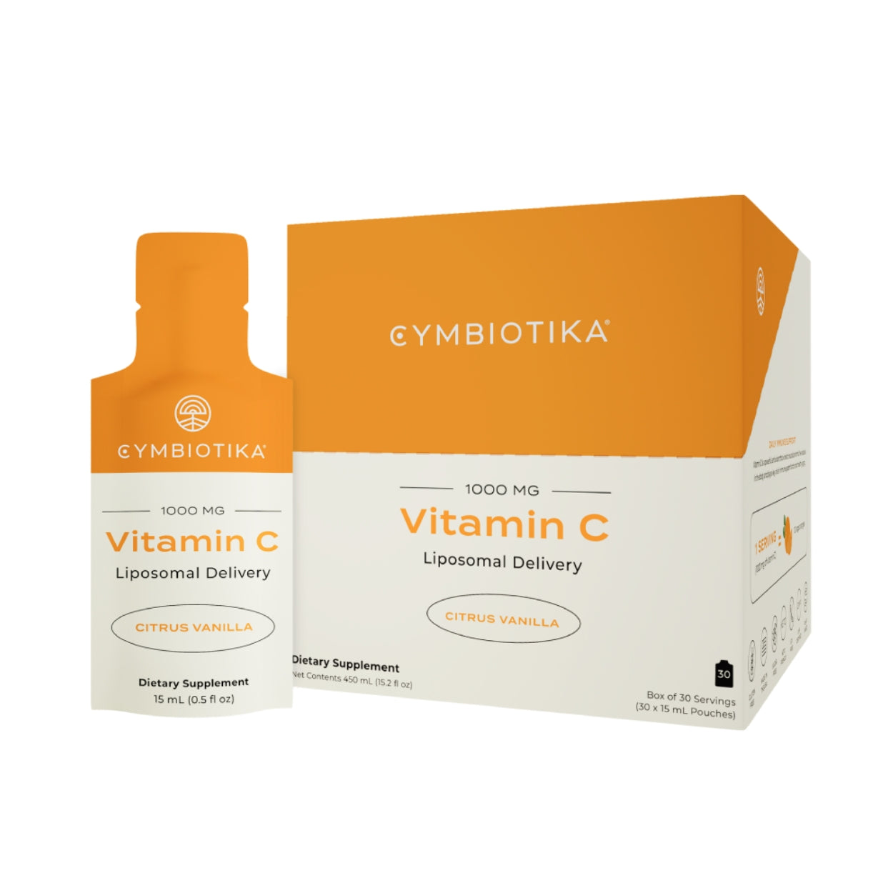 CYMBIOTIKA Vitamin C Supplement Liposomal Delivery Citrus Vanilla Flavor